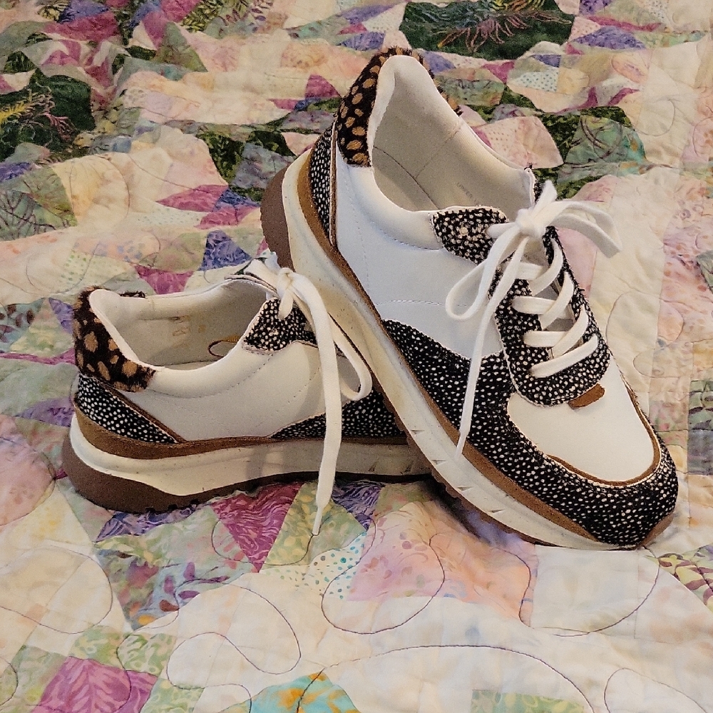 Madewell Women's Kickoff Sneaker White and Black Patterned